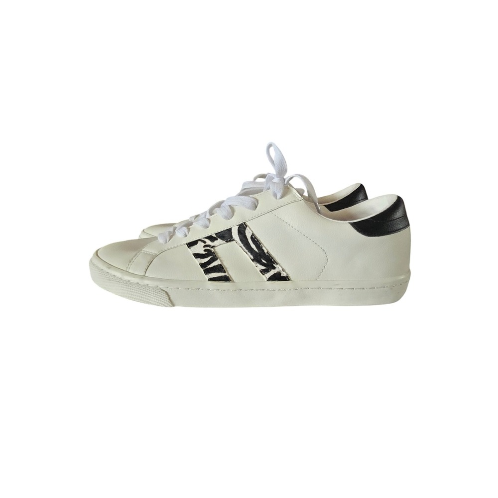 Next Womens Zebra Stripe Low Top Sneakers White Black Wide Fit Size 9 US‎ 40 EU